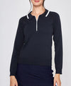 ZIP FRONT KNIT LONG SLEEVE POLO